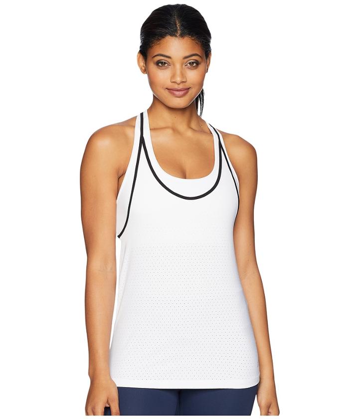 Adidas Essex Strappy Tank Top (white/black/clear Onix) Women's Sleeveless