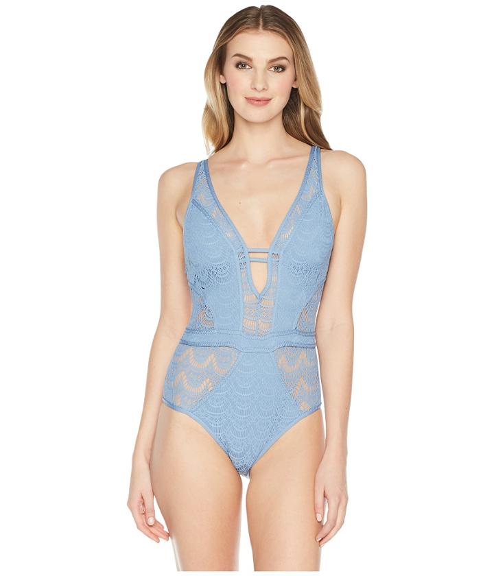 Becca By Rebecca Virtue Color Play Plunge One-piece (steel) Women's Swimsuits One Piece