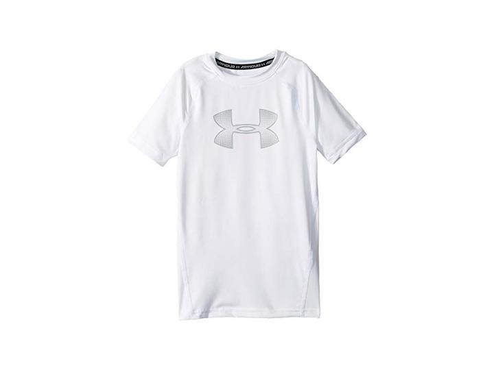 Under Armour Kids Armour Short Sleeve (big Kids) (white/white/overcast Gray) Boy's Clothing