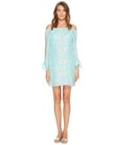 Letarte Embroidered Off The Shoulder Dress Cover-up (aquamarine) Women's Swimwear