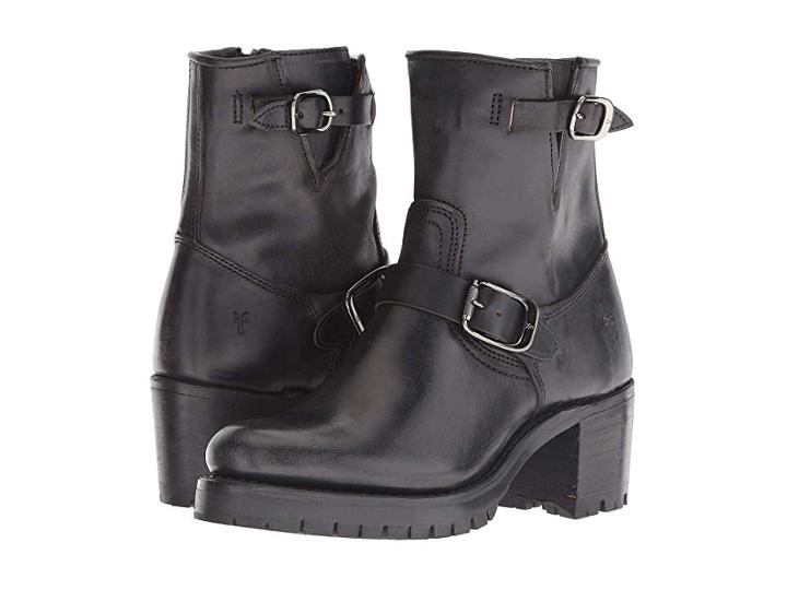 Frye Sabrina Moto Engineer (black Smooth Full Grain) Women's Pull-on Boots