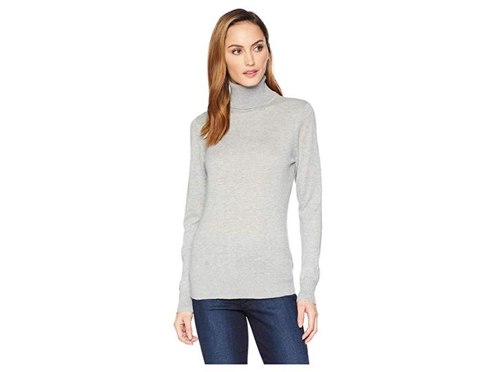 Chaps Cotton Blend Long Sleeve Sweater (misty Grey Heather) Women's Sweater