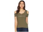 Bebe Logo Lace-up Rib (olive) Women's Clothing