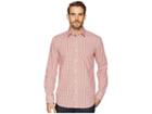 Bugatchi Shaped Fit Grid Print Woven Shirt (tangerine) Men's Clothing