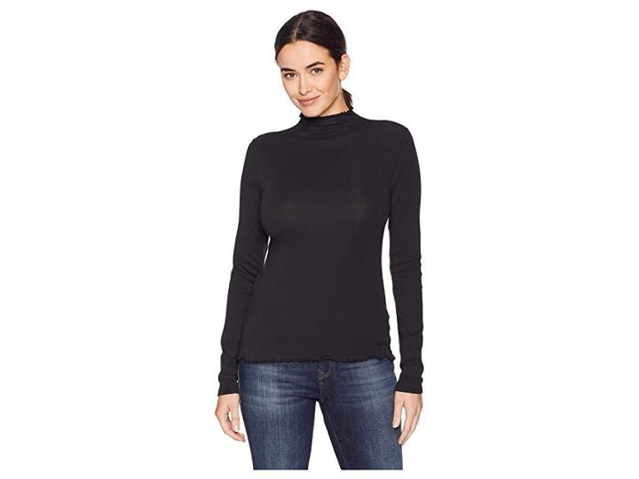 Lilla P Lettuce Edge Turtleneck (black) Women's Clothing