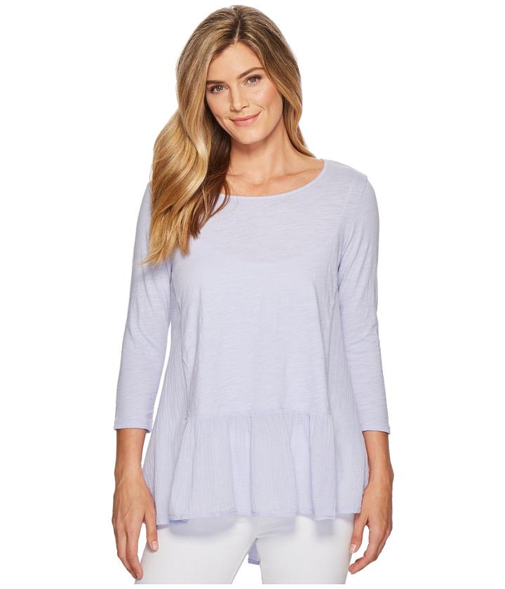 Mod-o-doc Slub Jersey Drop Waist Ruffle Tunic (pale Pansy) Women's Blouse