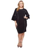 Calvin Klein Plus Plus Size Bell Sleeve Dress W/ Bind (black) Women's Dress