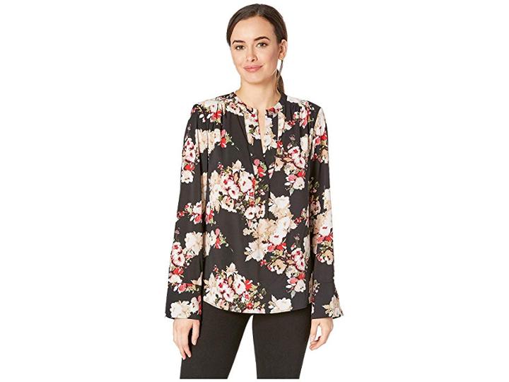 Calvin Klein Long Sleeve Knit Pullover (black Multi) Women's Clothing