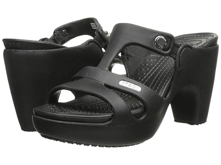 Crocs Cyprus V Heel (black/black) Women's  Shoes