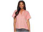 Lucky Brand Floral Drop Needle Cut Out Top (rose) Women's Clothing