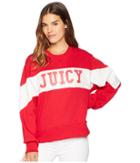Juicy Couture Track Terry Jxjc Color Block Logo Pullover (redondo Red/bleached Bone) Women's Clothing