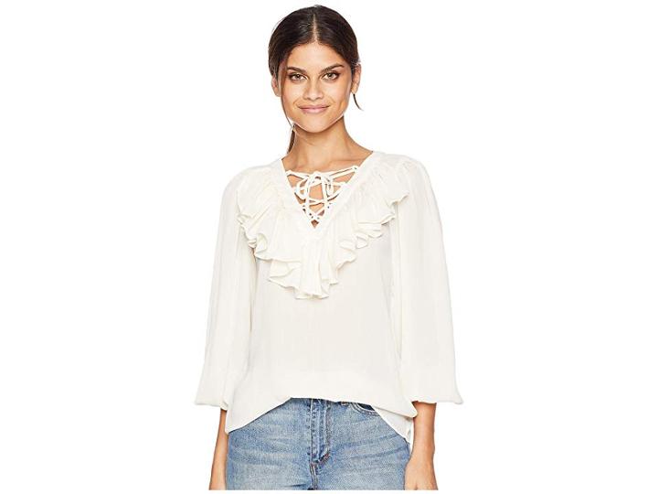 Romeo & Juliet Couture Ruffle Tie-up Detail Blouse (ivory) Women's Blouse