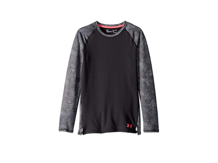 Under Armour Kids Novelty Coldgear Crew (big Kids) (black/black/penta Pink) Girl's Clothing