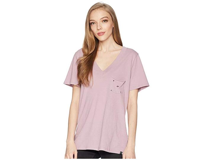 Hurley Hallow Perfect Short Sleeve V Tee (elemental Rose) Women's T Shirt