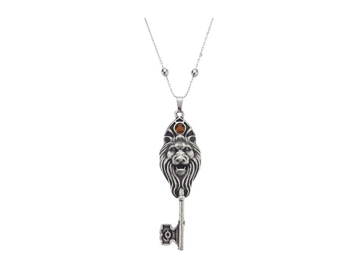 Alex And Ani Lion Key Pendant Necklace (rafaelian Silver) Necklace