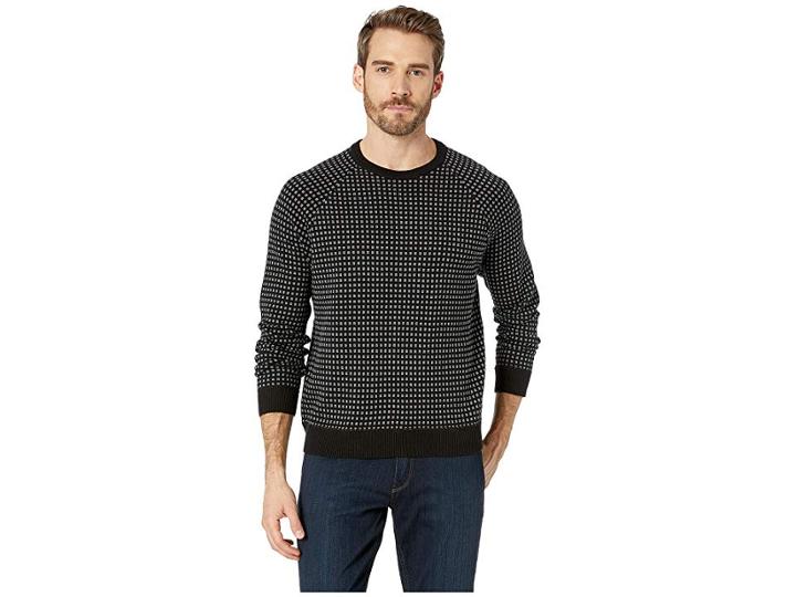 Kenneth Cole New York Long Sleeve Alternative City Grid Raglan Sweater (flannel Heather) Men's Sweater