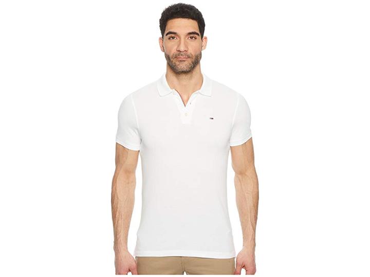 Tommy Jeans Slim Fit Flag Polo Shirt (classic White) Men's Clothing