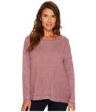 Tribal Long Sleeve Honeycomb Top W/ Overlayed Back Detail (cabernet) Women's Long Sleeve Pullover