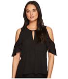 B Collection By Bobeau Pamela Cold Shoulder Top (black) Women's Clothing