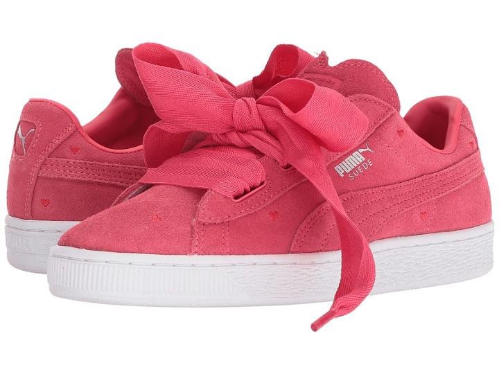 Puma Kids Suede Heart Valentine (big Kid) (paradise Pink/paradise) Girls Shoes