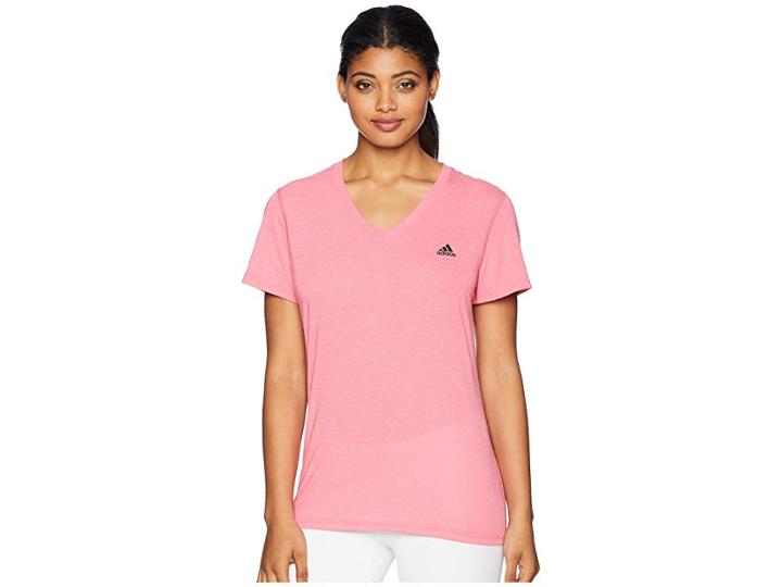 Adidas Ultimate V-neck Tee (real Pink) Women's Short Sleeve Pullover