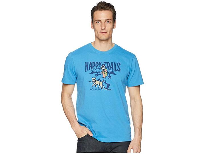 Life Is Good Happy Trails Crusher Tee (marina Blue) Men's Short Sleeve Pullover