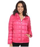 Calvin Klein Short Hooded Lightweight Packable Down (pearlized Hibiscus) Women's Coat