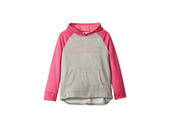 Adidas Kids Color Block Hooded Sweatshirt (big Kids) (magenta) Girl's Sweatshirt