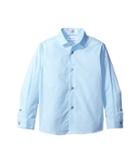 Calvin Klein Kids Long Sleeve Diamond Dobby Shirt (little Kids) (bright Blue) Boy's Clothing