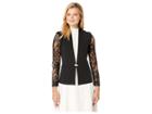 Tahari By Asl Crepe Long Sleeve Lace Jacket (black) Women's Coat
