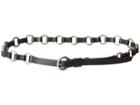 Frye 13mm Leather And Metal Ring Belt On Logo Harness Buckle (black/antique Nickel) Women's Belts
