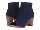Toms Majorca Peep Toe Bootie (navy Suede Perforated) Women's Toe Open Shoes