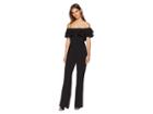 Catherine Catherine Malandrino Lelio Ruffle Top Off The Shoulder Jumpsuit (black) Women's Jumpsuit & Rompers One Piece