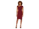 Tahari By Asl Fold-over Collar Crepe Short Sleeve Crepe Dress (crimson Red) Women's Dress
