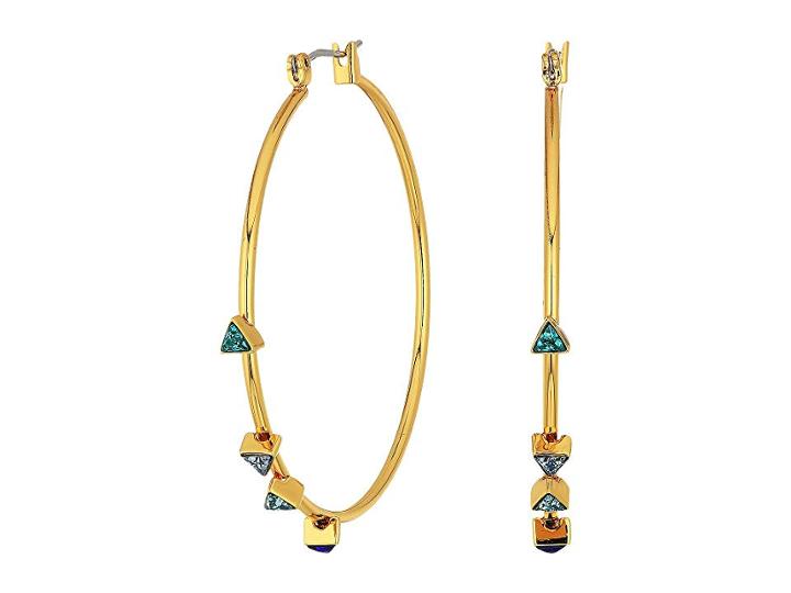 Rebecca Minkoff Floating Triangles Hoop Earrings (blue Multi/gold) Earring