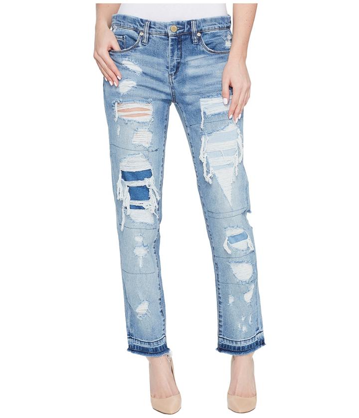 Blank Nyc Distressed Denim Boyfriend With Released Hem In Looking Glass (looking Glass) Women's Jeans