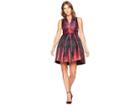 Vince Camuto Jacquard Funnel Neck Fit And Flare (pink Multi) Women's Dress