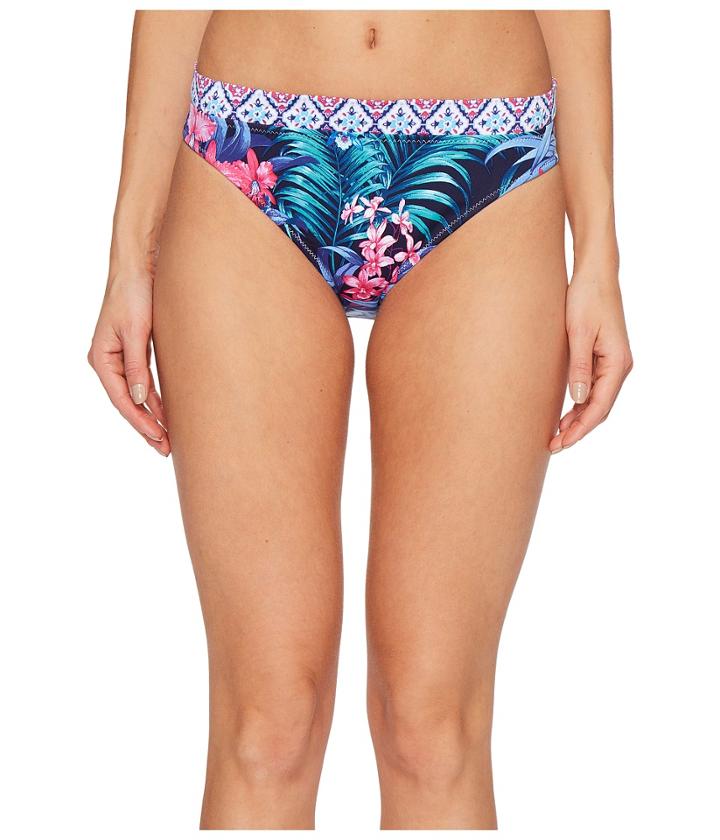 Tommy Bahama Majorelle Jardin Reversible Hipster Bikini Bottom (mare Navy) Women's Swimwear