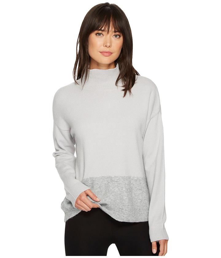 Ellen Tracy Yarn Blocked (slate) Women's Sweater