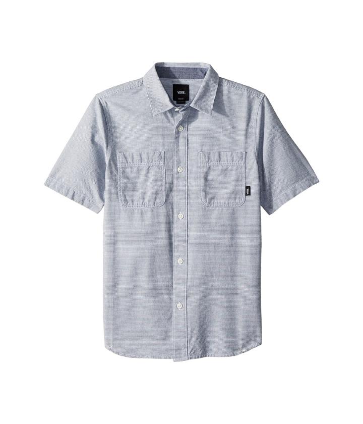 Vans Kids Wexford Short Sleeve Woven (big Kids) (dress Blues) Boy's Clothing