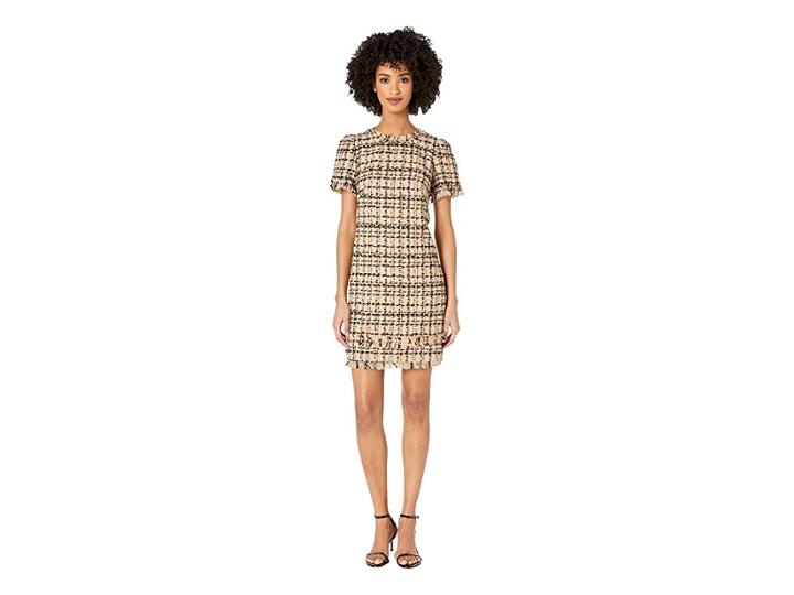 Kate Spade New York Heart It Bicolor Tweed Dress (roasted Peanut/black) Women's Dress