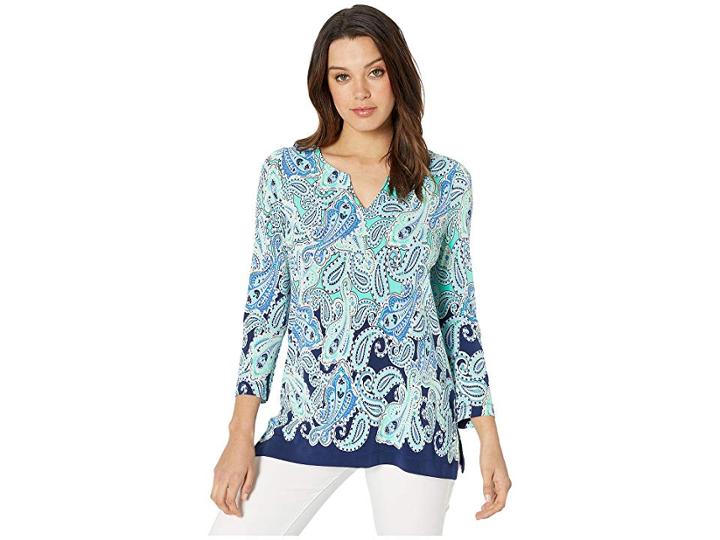 Pappagallo Trisha Top (navy Multi) Women's Blouse