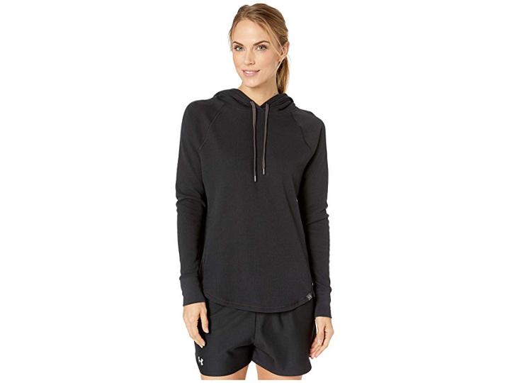 Under Armour Ua Waffle Hoodie (black/charcoal/charcoal) Women's Sweatshirt
