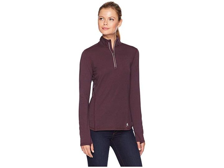 Carhartt Force Ferndale 1/4 Zip Shirt (fudge Heather) Women's Long Sleeve Pullover