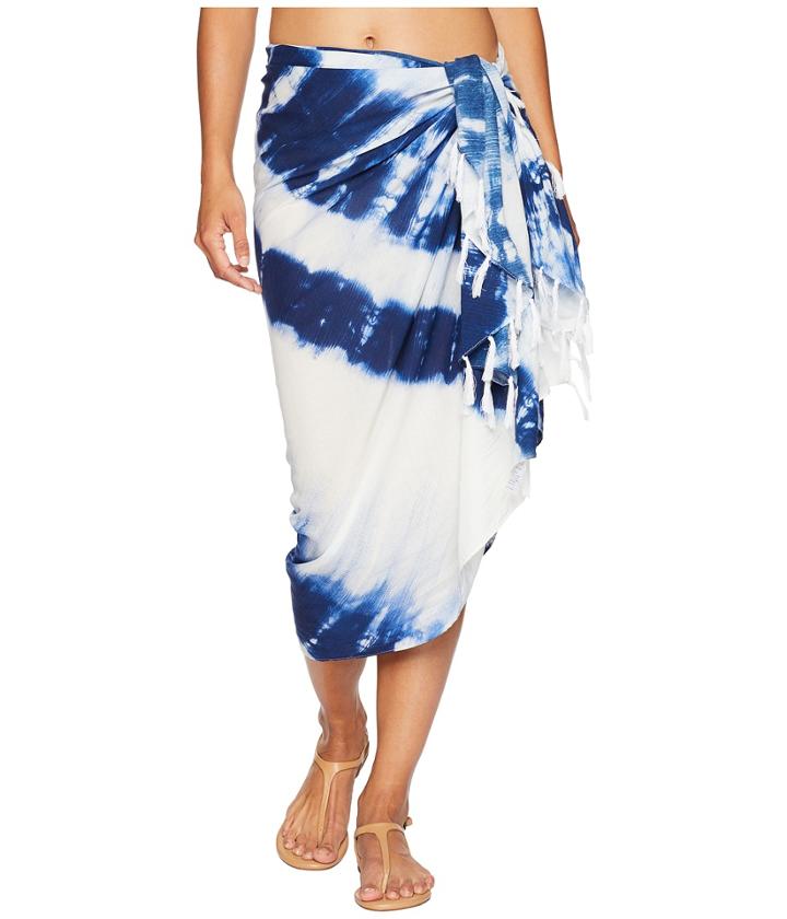 Plush Soleil Marini Tie-dye Pareo (white/indigo) Scarves
