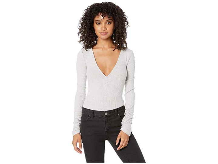 Free People Cozy Up With Me Bodysuit (grey) Women's Jumpsuit & Rompers One Piece