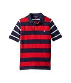 Polo Ralph Lauren Kids Striped Cotton Mesh Polo Shirt (little Kids/big Kids) (rl2000 Red Multi) Boy's Short Sleeve Pullover