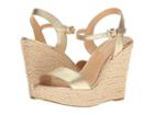 Michael Michael Kors Jill Wedge (pale Gold Pebble Metallic) Women's Shoes