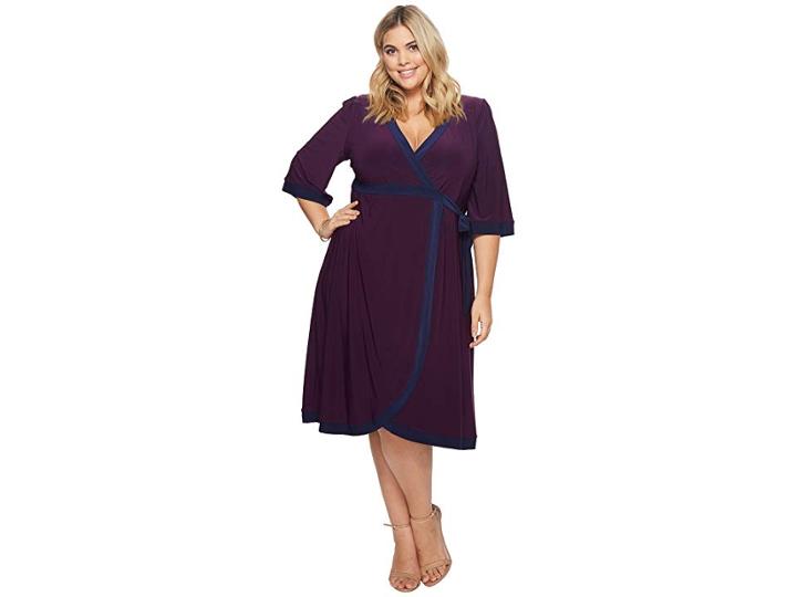 Kiyonna Weekend Wrap Dress (plum Sapphire) Women's Dress