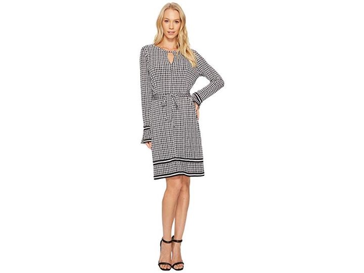 Michael Michael Kors Houndstooth Border Dress (black) Women's Dress
